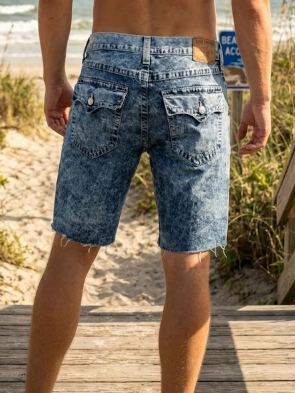 True Religion Acid Wash Denim Home Made Cut Off Short Men 42 RN#112970